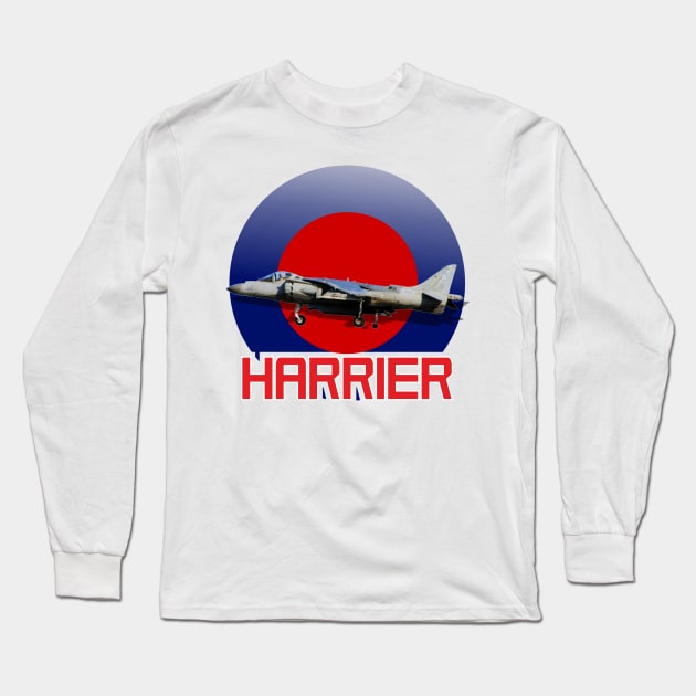 Harrier Jump jet in RAF roundel Long Sleeve T-Shirt by AJ techDesigns